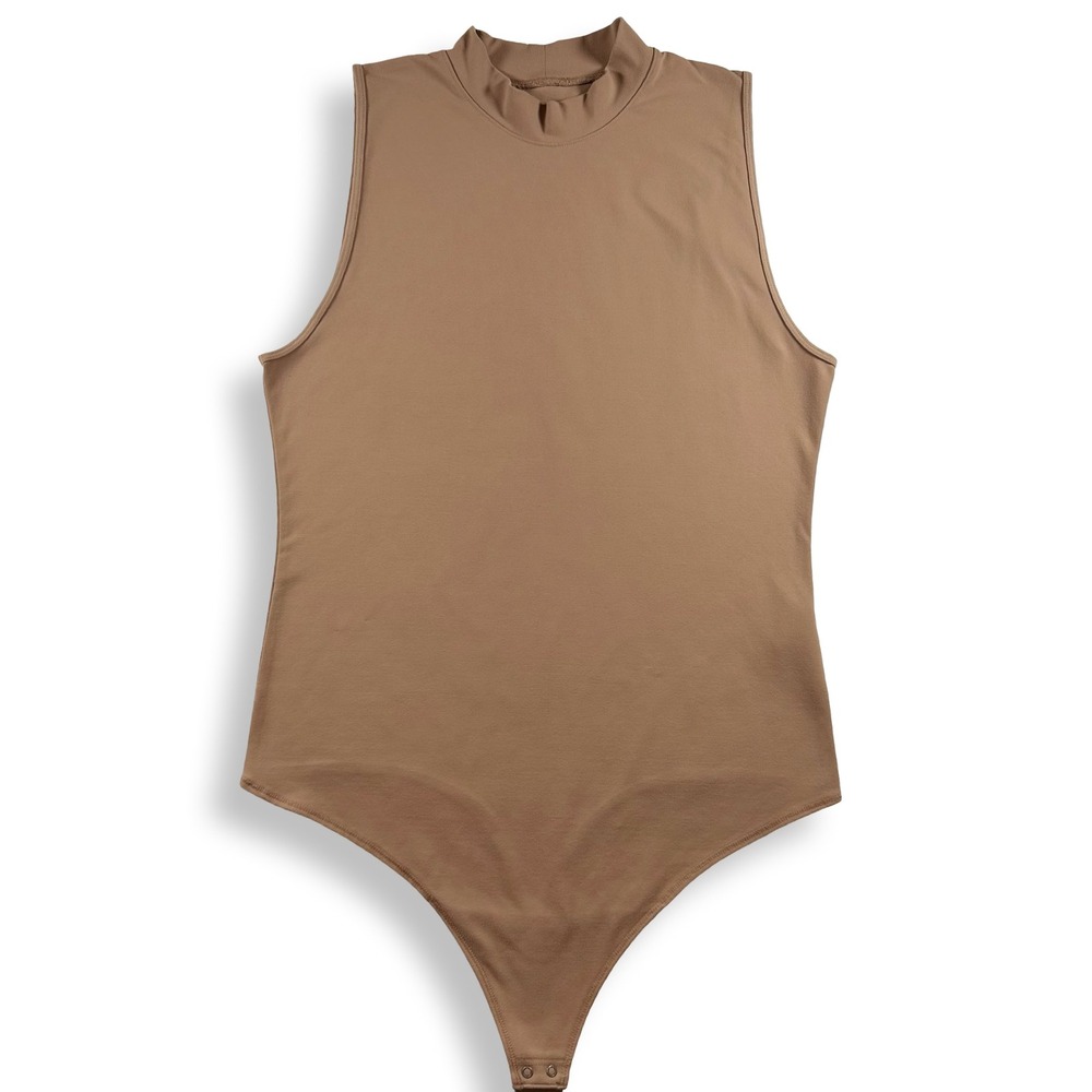Abercrombie & Fitch Soft A&F Collection Mock Neck Bodysuit Tan Brown XL 139F0108